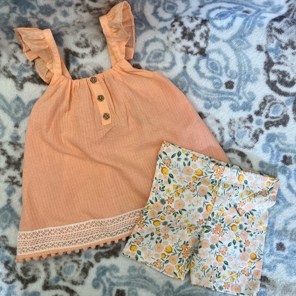 Max Studio kids peach summer set with adjustable straps